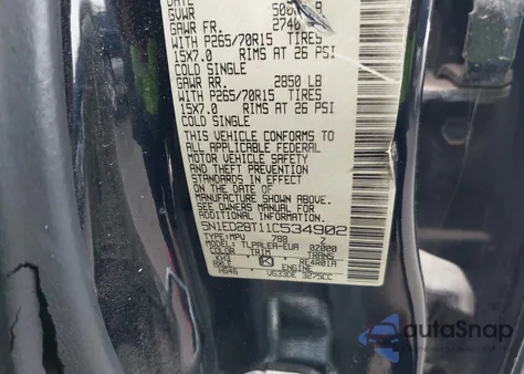 2001 Nissan Xterra Xe-V6 из США, поврежденный, VIN 5N1ED28T11C534902